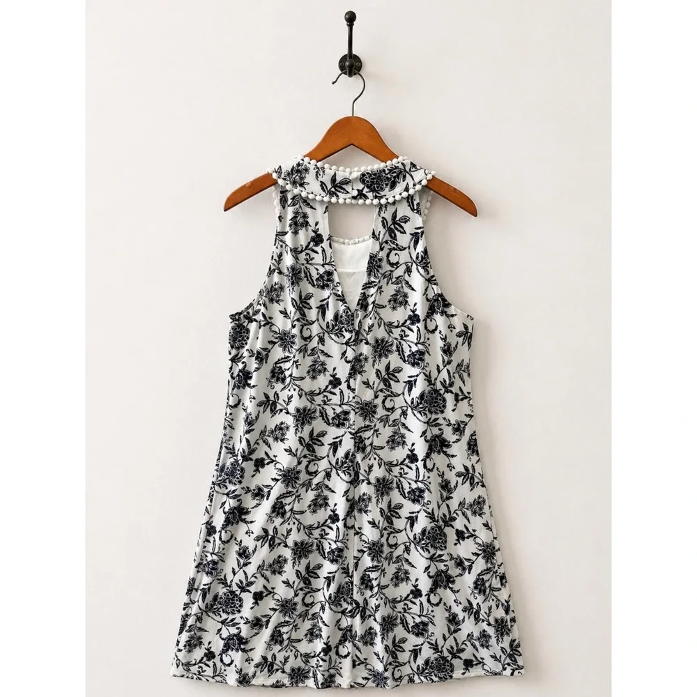 Three Pink Hearts Floral‎ Sleeveless Shift Dress Size Large Boho Lined